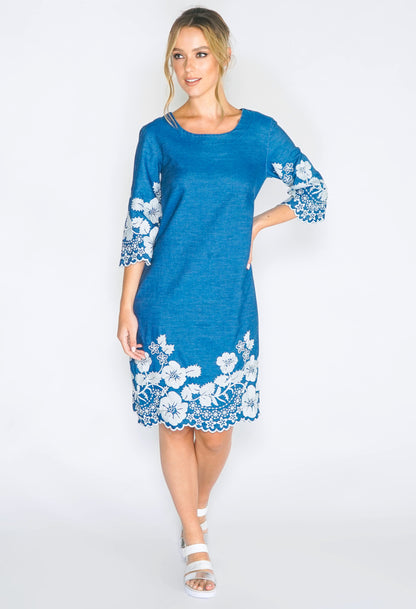 Border Embroidery Sleeve Dress