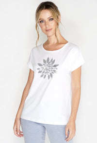 Mosaic Flower Sequin Detail T-shirt