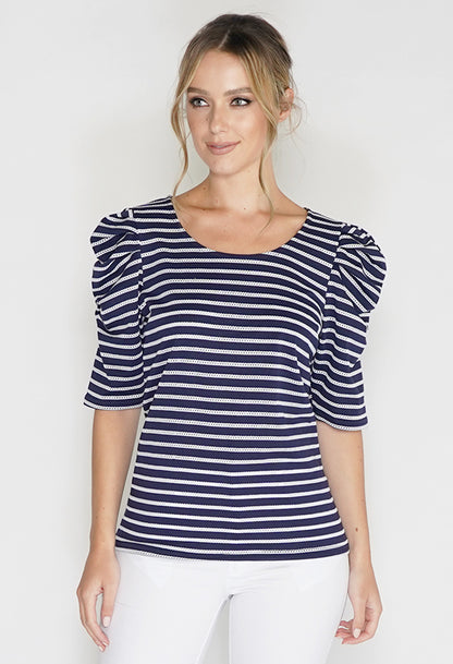 Stripe Puff Sleeve Top