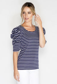 Stripe Puff Sleeve Top