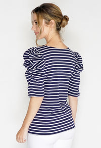 Stripe Puff Sleeve Top