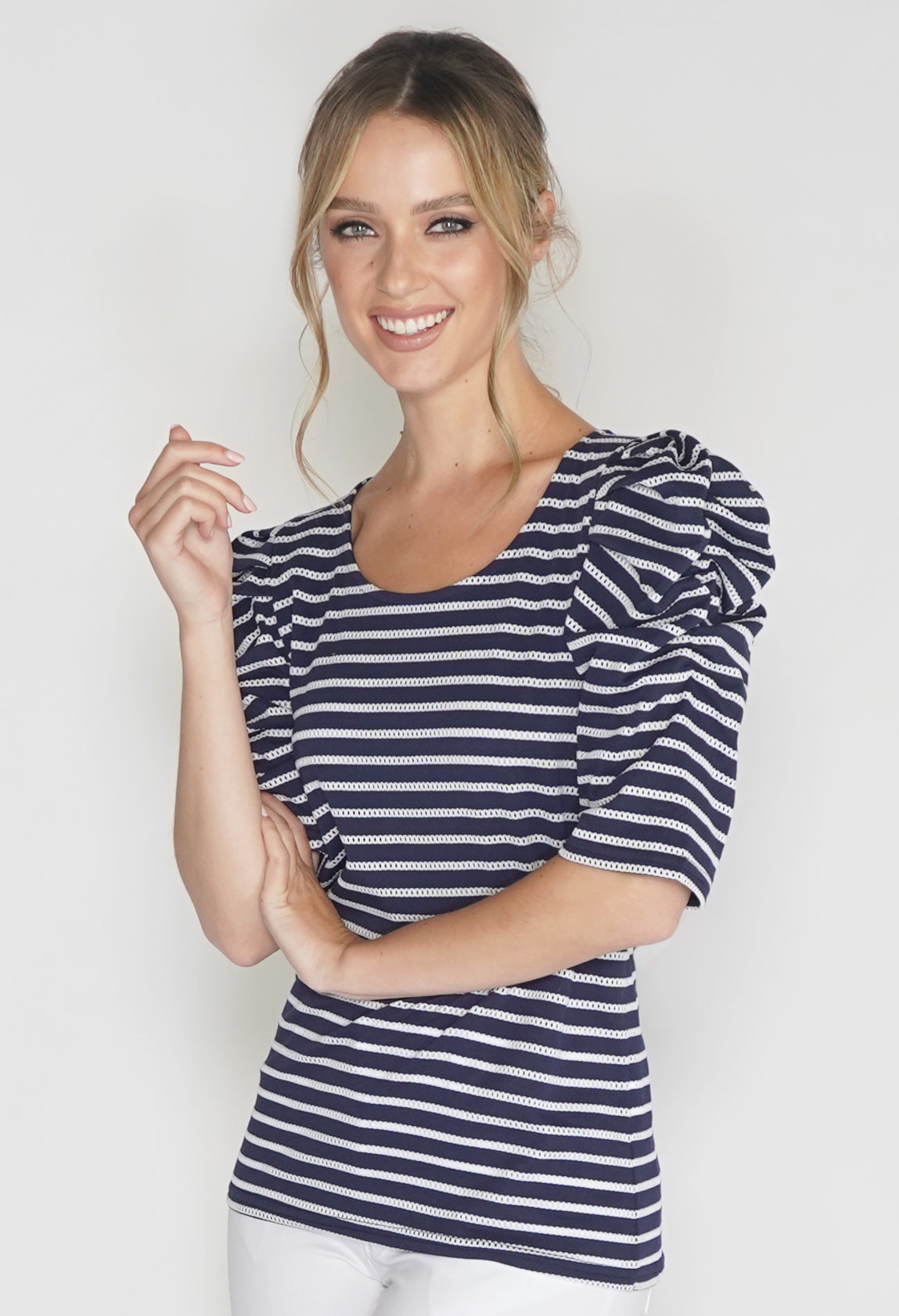 Stripe Puff Sleeve Top