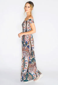 Peacock Print Maxi Dress-2