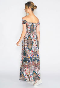 Peacock Print Maxi Dress-2