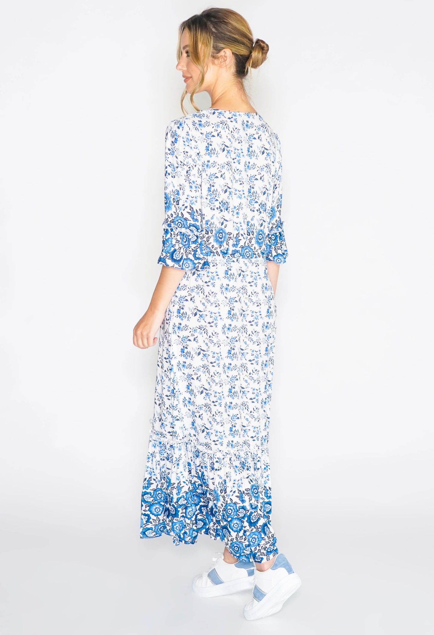 Two Tone Floral Maxi Dress