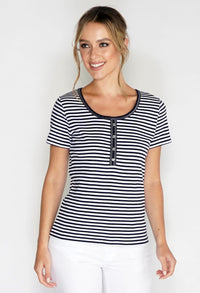 Mini Stripe Soft Round Neck Top