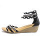 Black Lightweight Ankle Strap Wedge Sandal-1