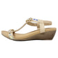 Beige Lightweight T Strap Wedge Sandal