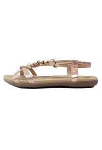 Rose Gold Lightweight T Strap Flat Sandal-1