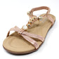 Rose Gold Lightweight T Strap Flat Sandal-1