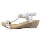 Silver Lightweight T Strap Wedge Sandal