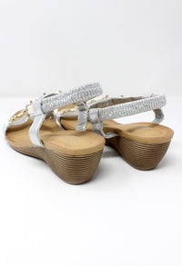 Silver Lightweight T Strap Wedge Sandal