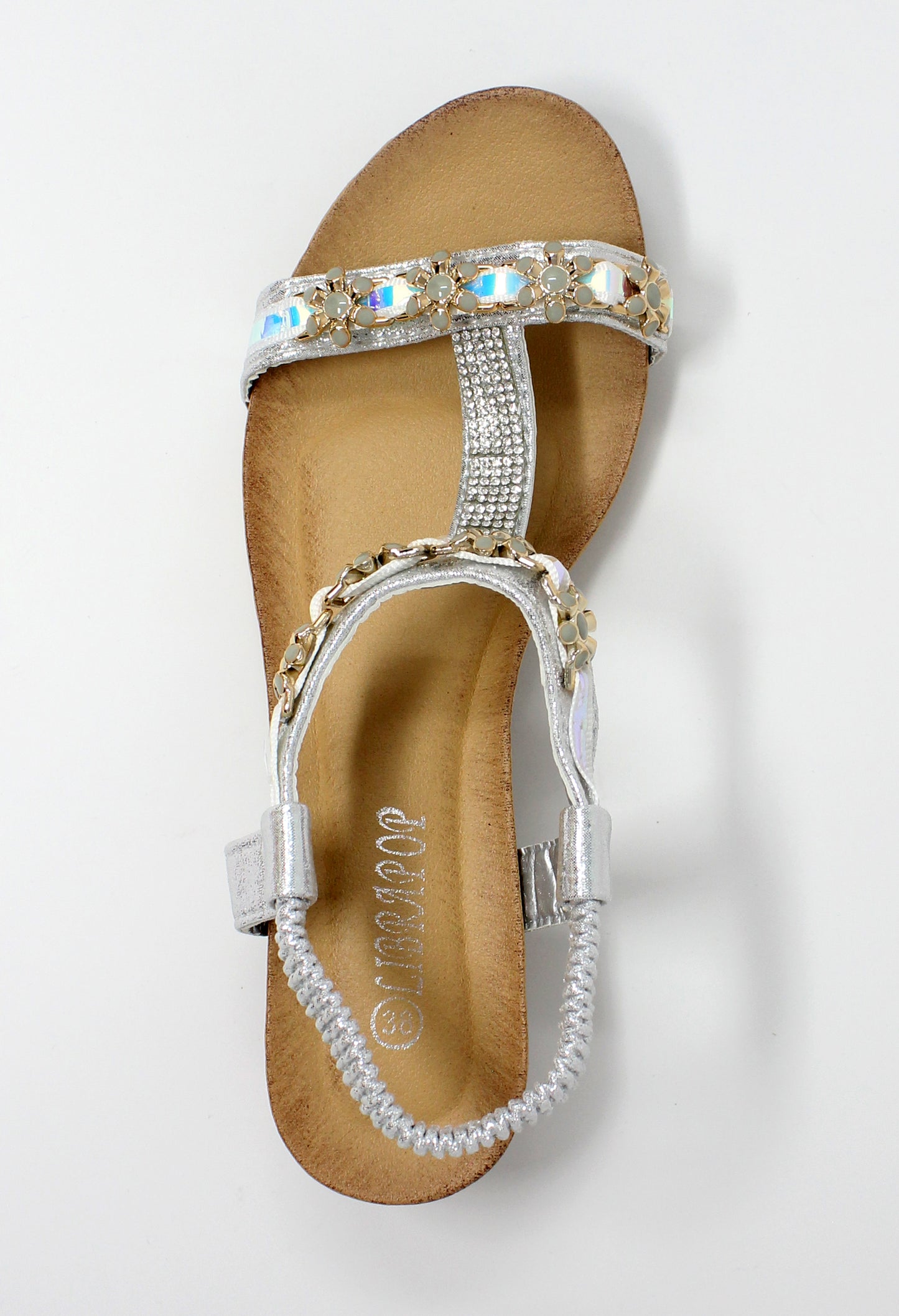 Silver Lightweight T Strap Wedge Sandal