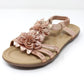 Rose Gold Lightweight T Strap Flat Sandal