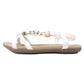 White Lightweight T Strap Flat Sandal,