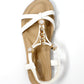 White Lightweight T Strap Flat Sandal,