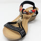 Black Lightweight T Strap Wedge Sandal-1