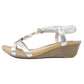 Silver Lightweight T Strap Wedge Sandal-1