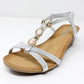 Silver Lightweight T Strap Wedge Sandal-1