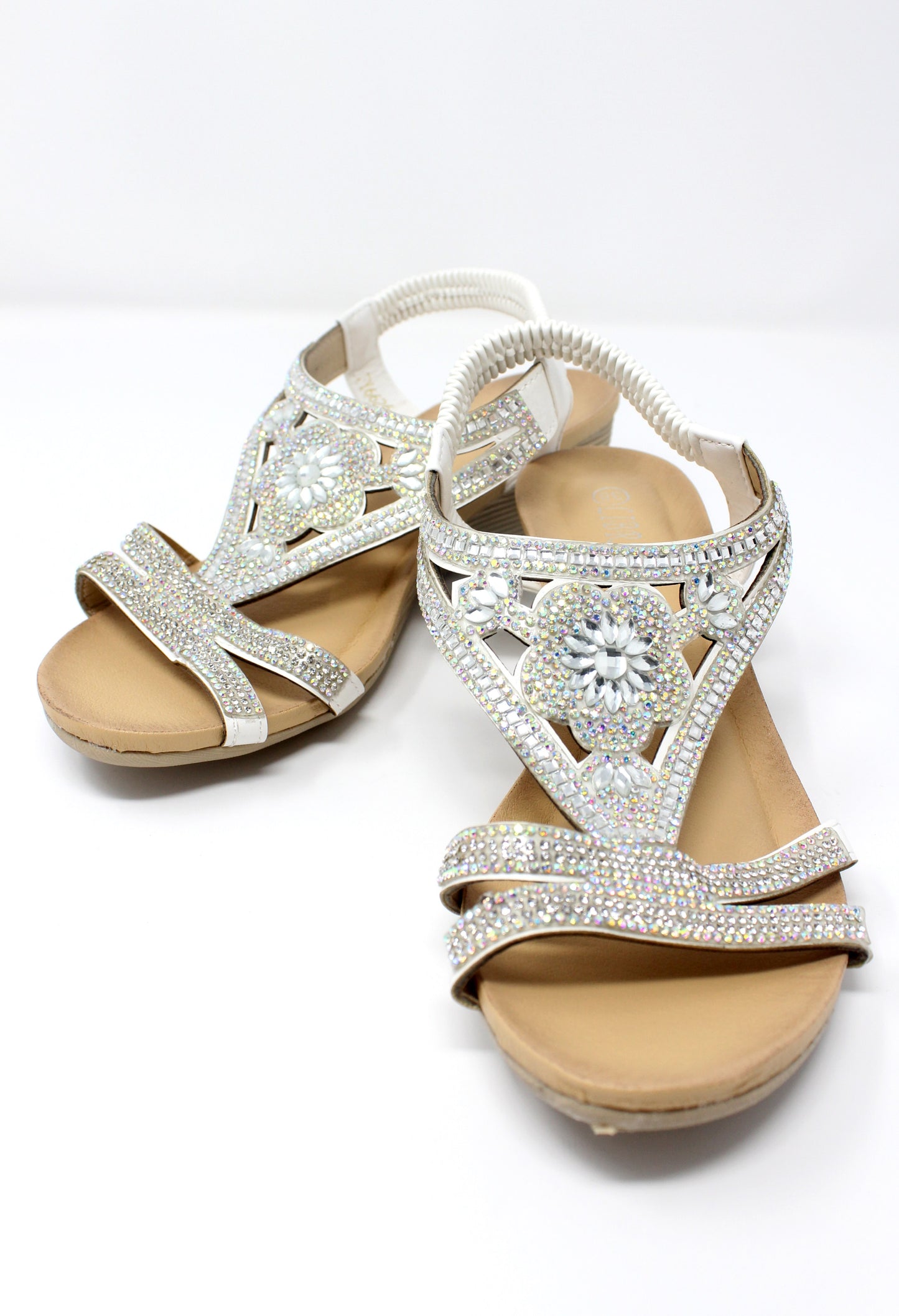 White Lightweight Decorative Wedge Sandal