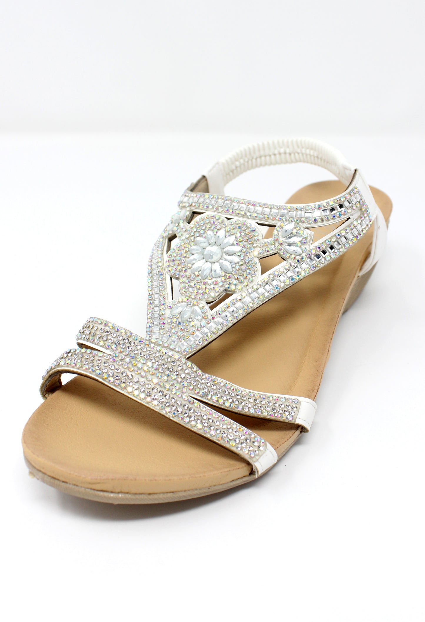 White Lightweight Decorative Wedge Sandal