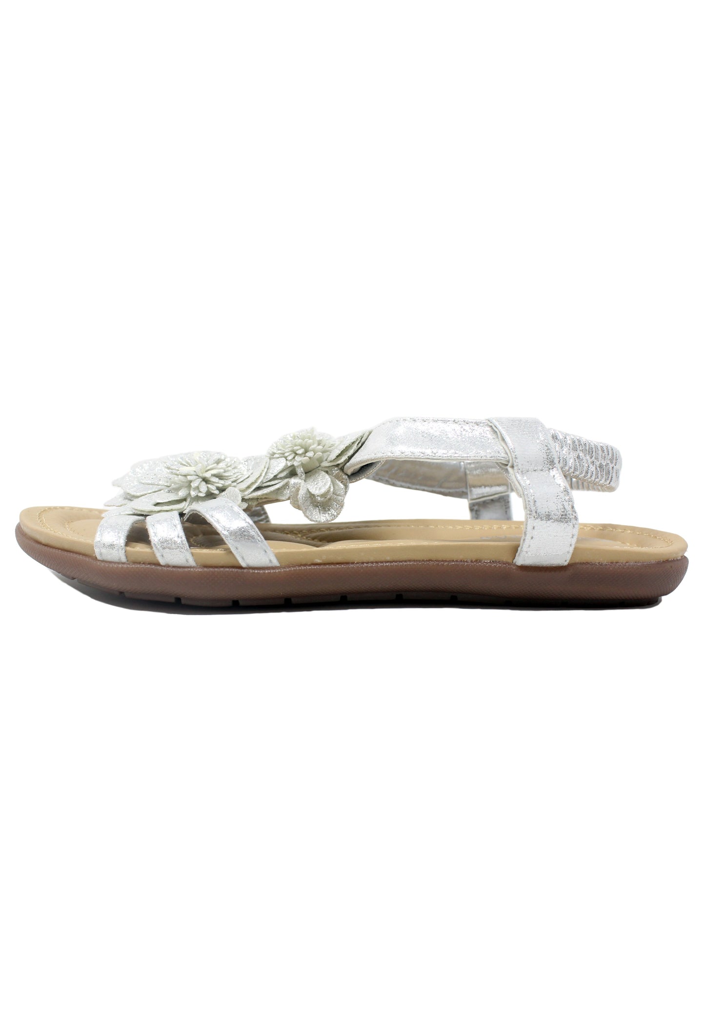 Silver Lightweight T Strap Flat Sandal