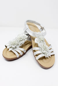 Silver Lightweight T Strap Flat Sandal