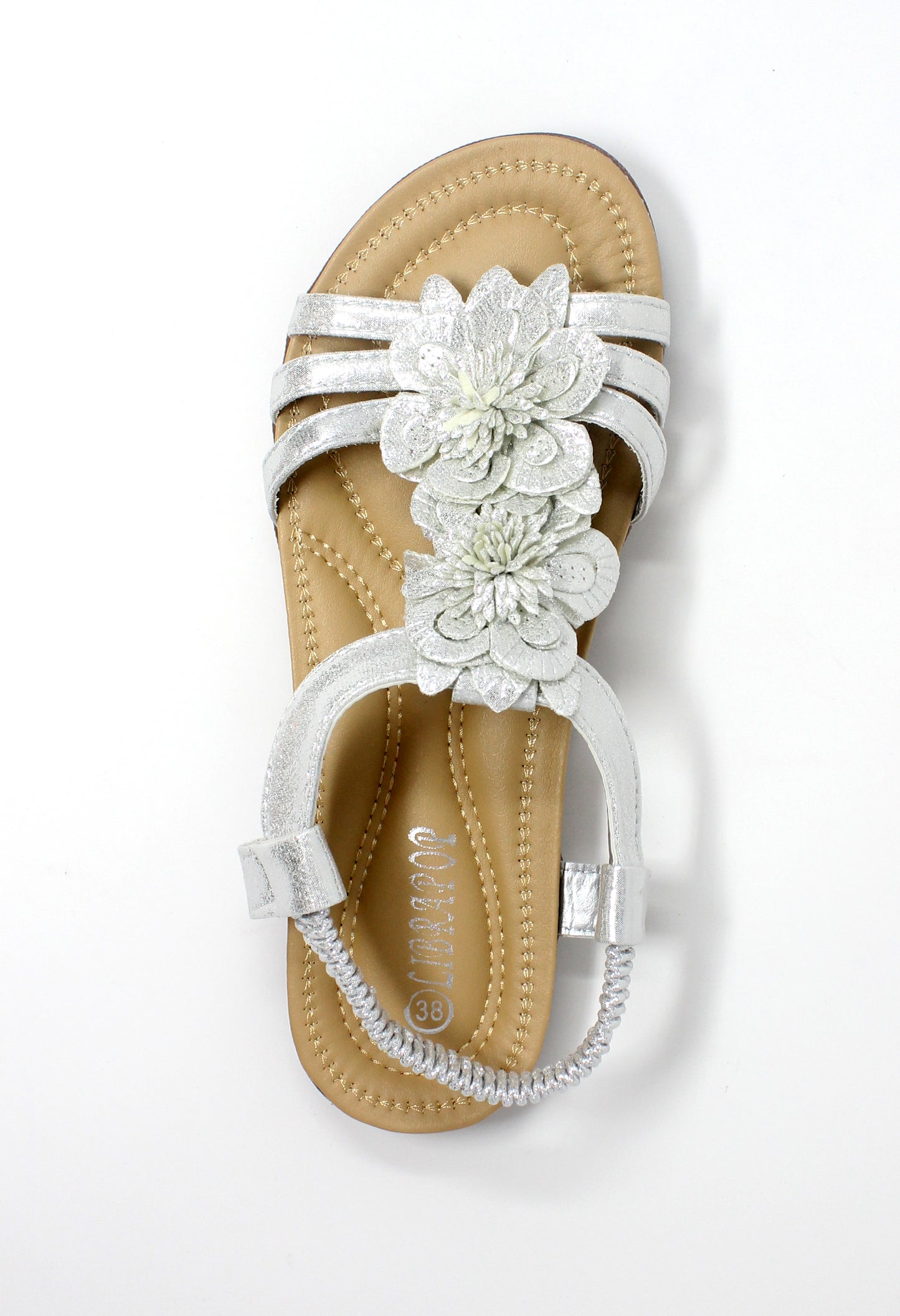 Silver Lightweight T Strap Flat Sandal