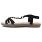 Black Lightweight T Strap Flat Sandal-1