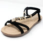 Black Lightweight T Strap Flat Sandal-1