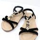 Black Lightweight T Strap Flat Sandal-1