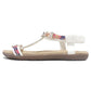 White Lightweight T Strap Flat Sandal