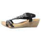 Black Lightweight Decorative Wedge Sandal