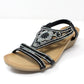 Black Lightweight Decorative Wedge Sandal