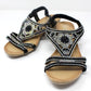 Black Lightweight Decorative Wedge Sandal