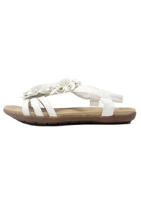 White Lightweight T Strap Flat Sandal-1