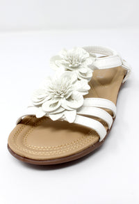 White Lightweight T Strap Flat Sandal-1