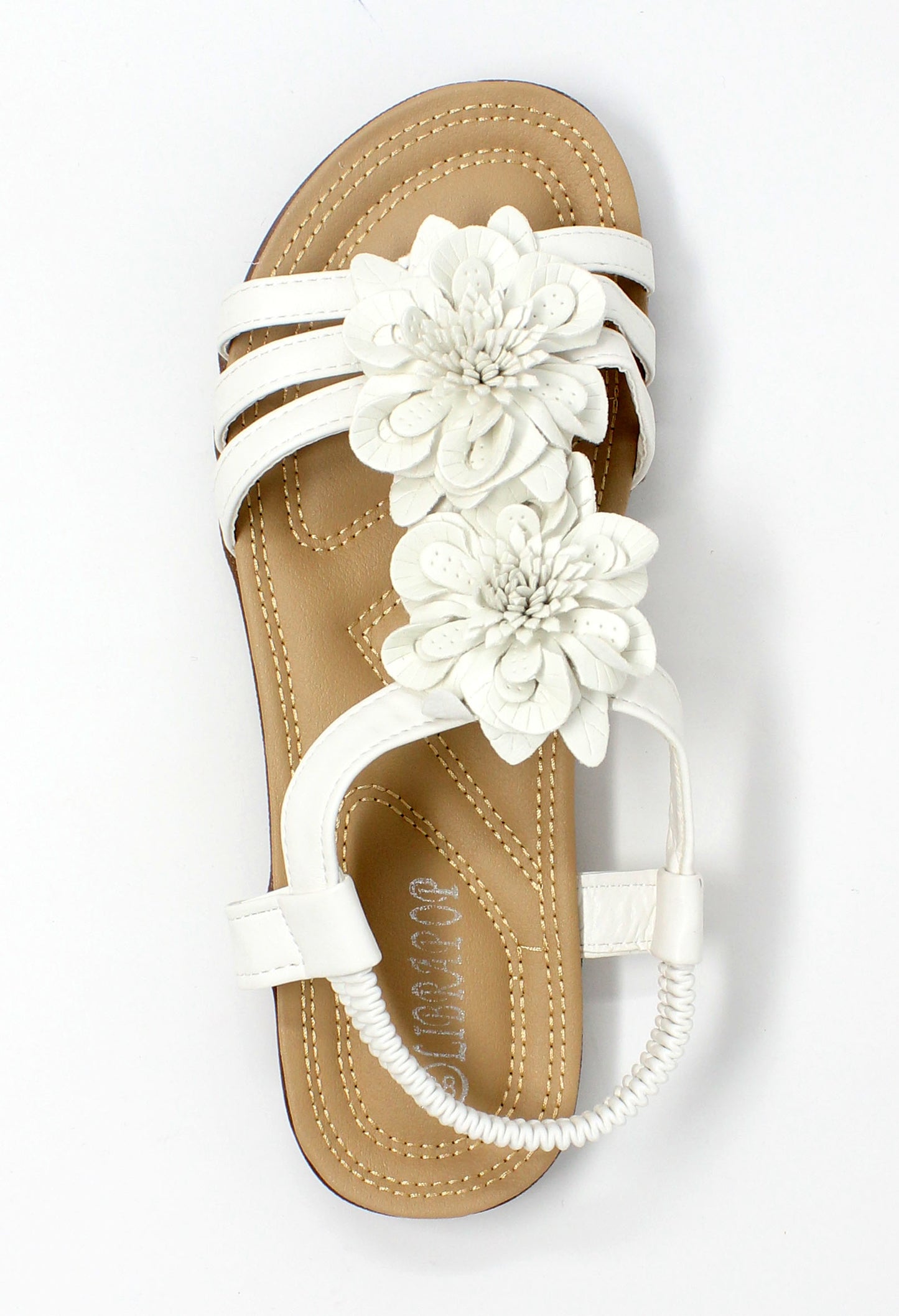 White Lightweight T Strap Flat Sandal-1