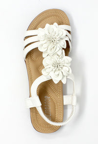 White Lightweight T Strap Flat Sandal-1