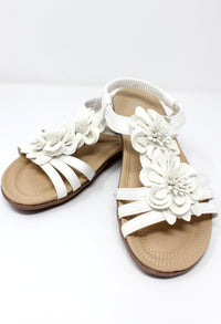 White Lightweight T Strap Flat Sandal-1