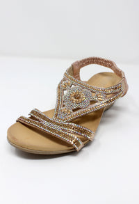 Rose Gold Lightweight Decorative Wedge Sandal