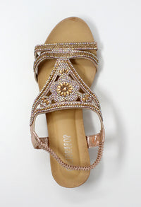 Rose Gold Lightweight Decorative Wedge Sandal