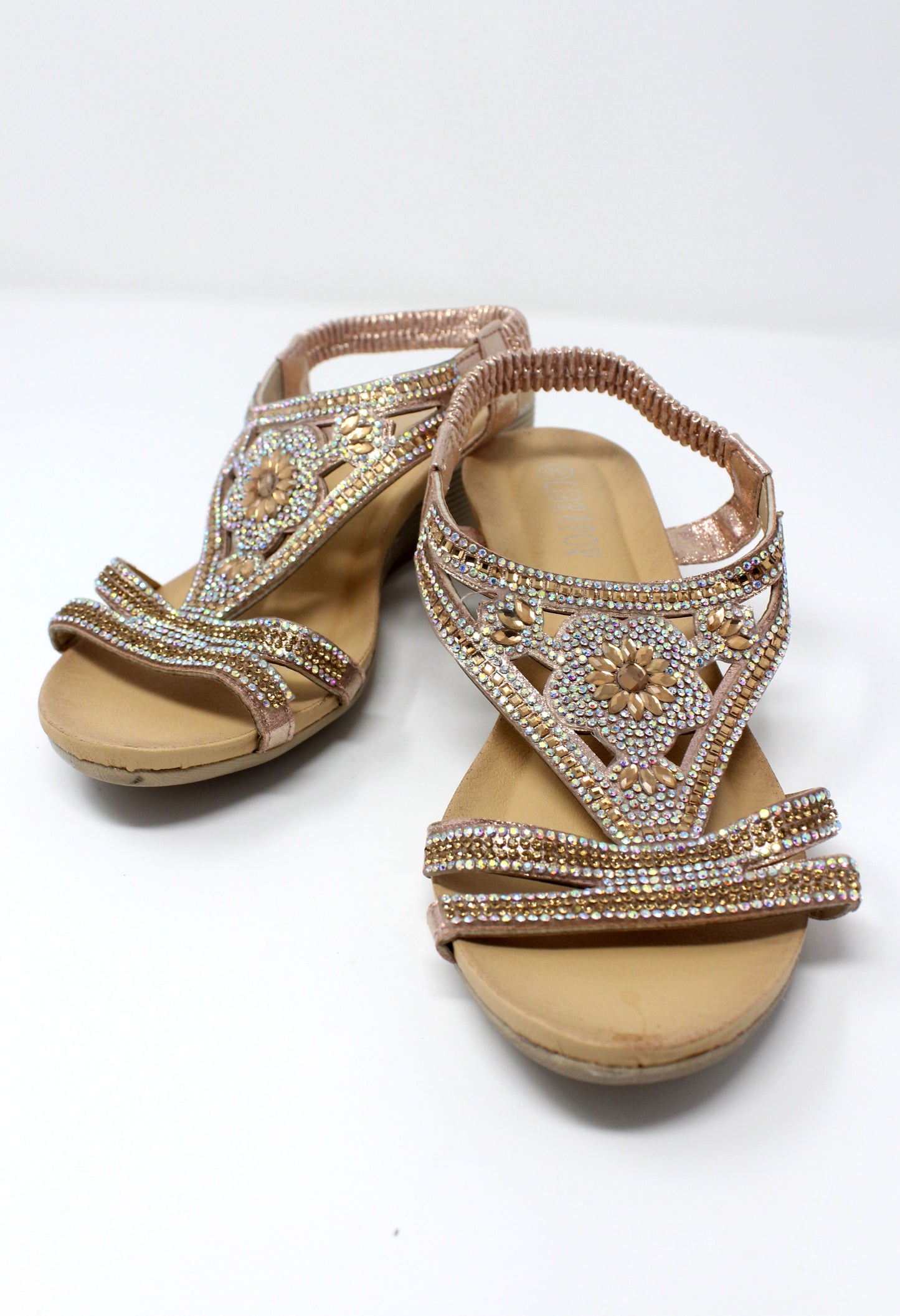 Rose Gold Lightweight Decorative Wedge Sandal