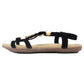 Black Lightweight T Strap Flat Sandal