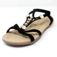 Black Lightweight T Strap Flat Sandal