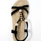 Black Lightweight T Strap Flat Sandal