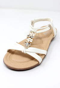 White Lightweight T Strap Flat Sandal-2