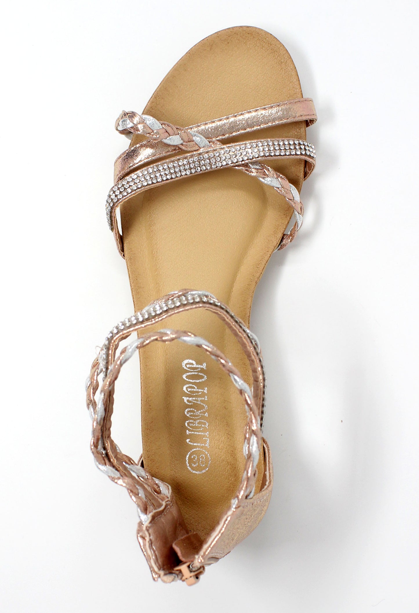 Rose Gold Lightweight Ankle Strap Wedge Sandal