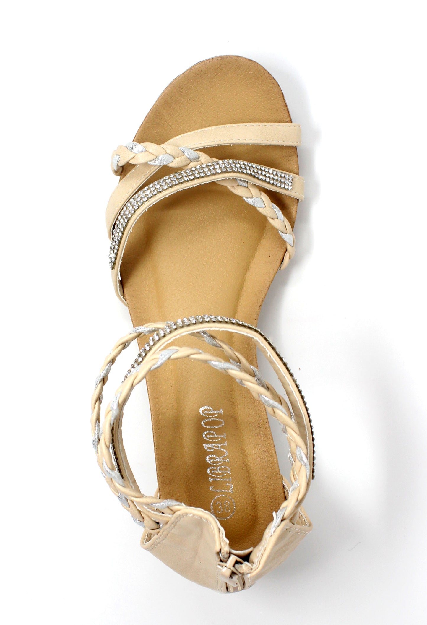 Beige Lightweight Ankle Strap Wedge Sandal-1