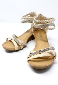 Beige Lightweight Ankle Strap Wedge Sandal-1